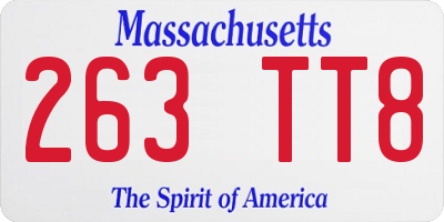 MA license plate 263TT8
