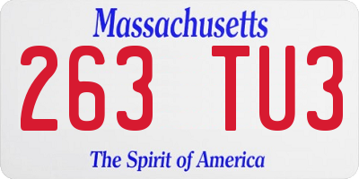 MA license plate 263TU3