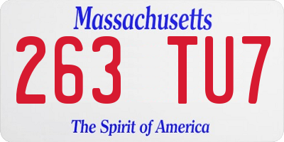 MA license plate 263TU7