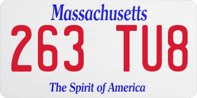 MA license plate 263TU8
