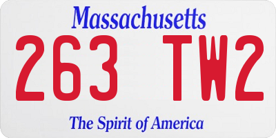 MA license plate 263TW2