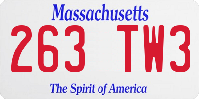 MA license plate 263TW3