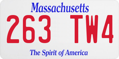 MA license plate 263TW4