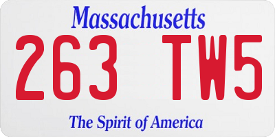 MA license plate 263TW5