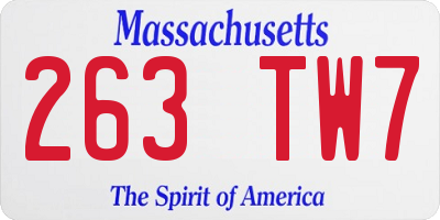 MA license plate 263TW7