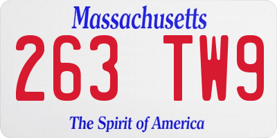 MA license plate 263TW9