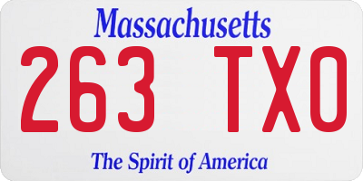 MA license plate 263TX0