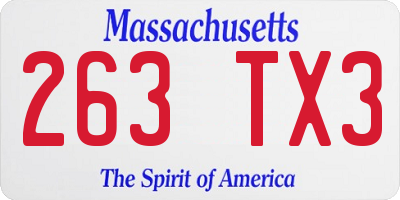 MA license plate 263TX3