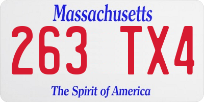 MA license plate 263TX4