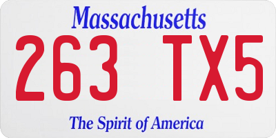 MA license plate 263TX5