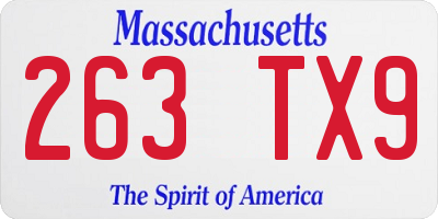 MA license plate 263TX9