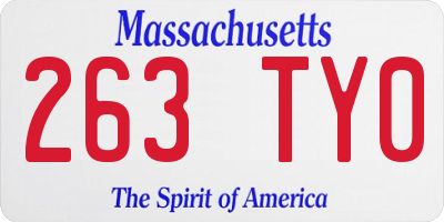 MA license plate 263TY0