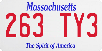 MA license plate 263TY3