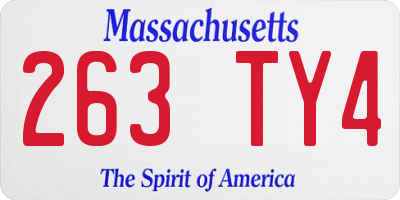 MA license plate 263TY4