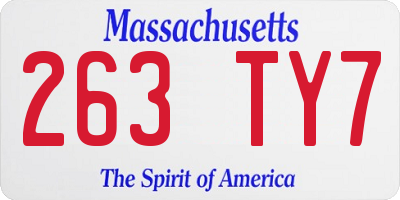 MA license plate 263TY7