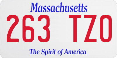 MA license plate 263TZ0