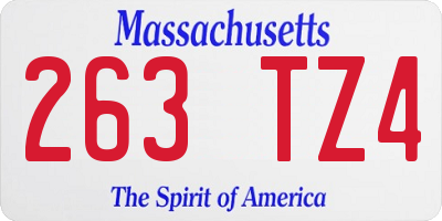MA license plate 263TZ4