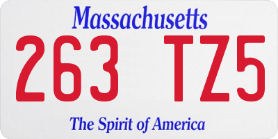 MA license plate 263TZ5