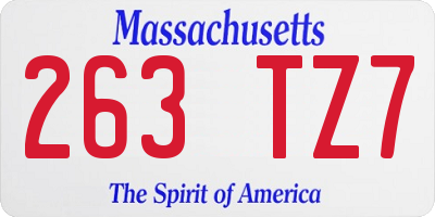 MA license plate 263TZ7