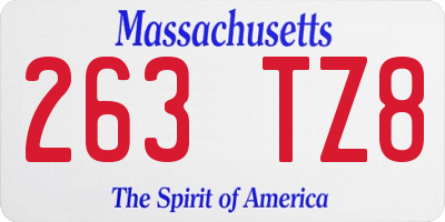 MA license plate 263TZ8