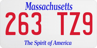 MA license plate 263TZ9