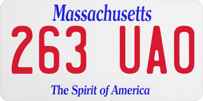 MA license plate 263UA0