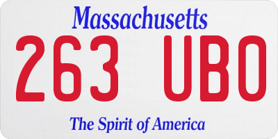 MA license plate 263UB0