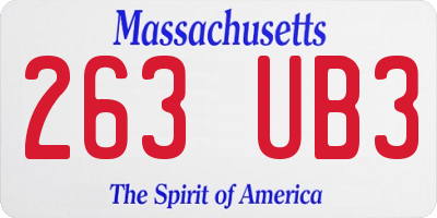 MA license plate 263UB3