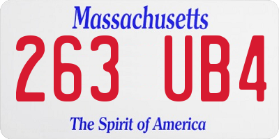 MA license plate 263UB4