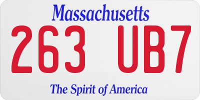MA license plate 263UB7