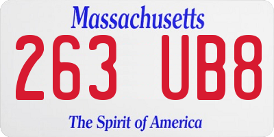 MA license plate 263UB8