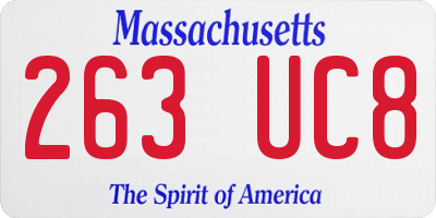 MA license plate 263UC8