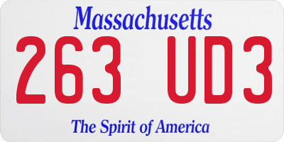 MA license plate 263UD3