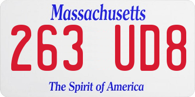 MA license plate 263UD8