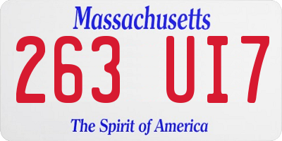 MA license plate 263UI7