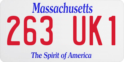 MA license plate 263UK1