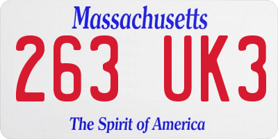 MA license plate 263UK3