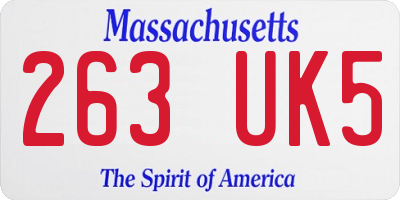MA license plate 263UK5