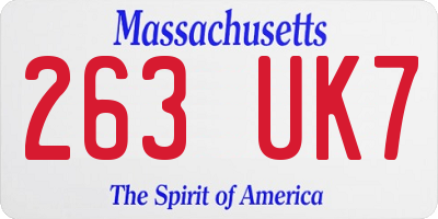 MA license plate 263UK7
