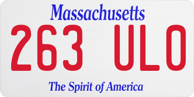 MA license plate 263UL0