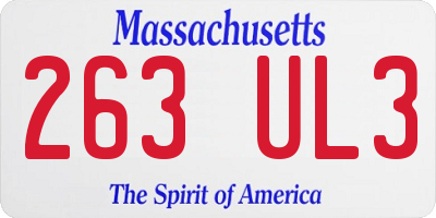 MA license plate 263UL3