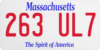 MA license plate 263UL7