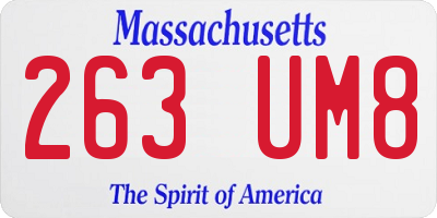 MA license plate 263UM8