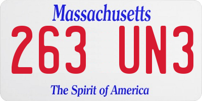MA license plate 263UN3