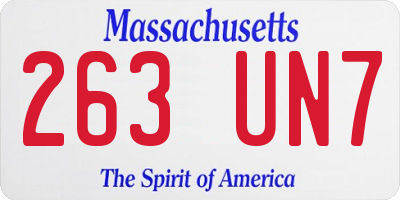 MA license plate 263UN7