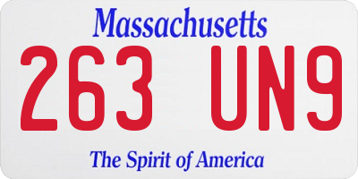 MA license plate 263UN9
