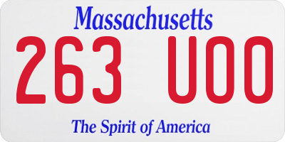 MA license plate 263UO0