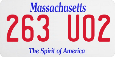 MA license plate 263UO2