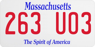 MA license plate 263UO3