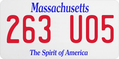 MA license plate 263UO5